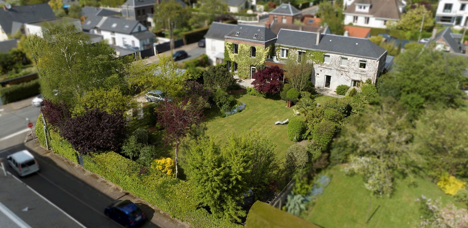 Vue aérienne d'un quartier résidentiel de la métropole de Rouen